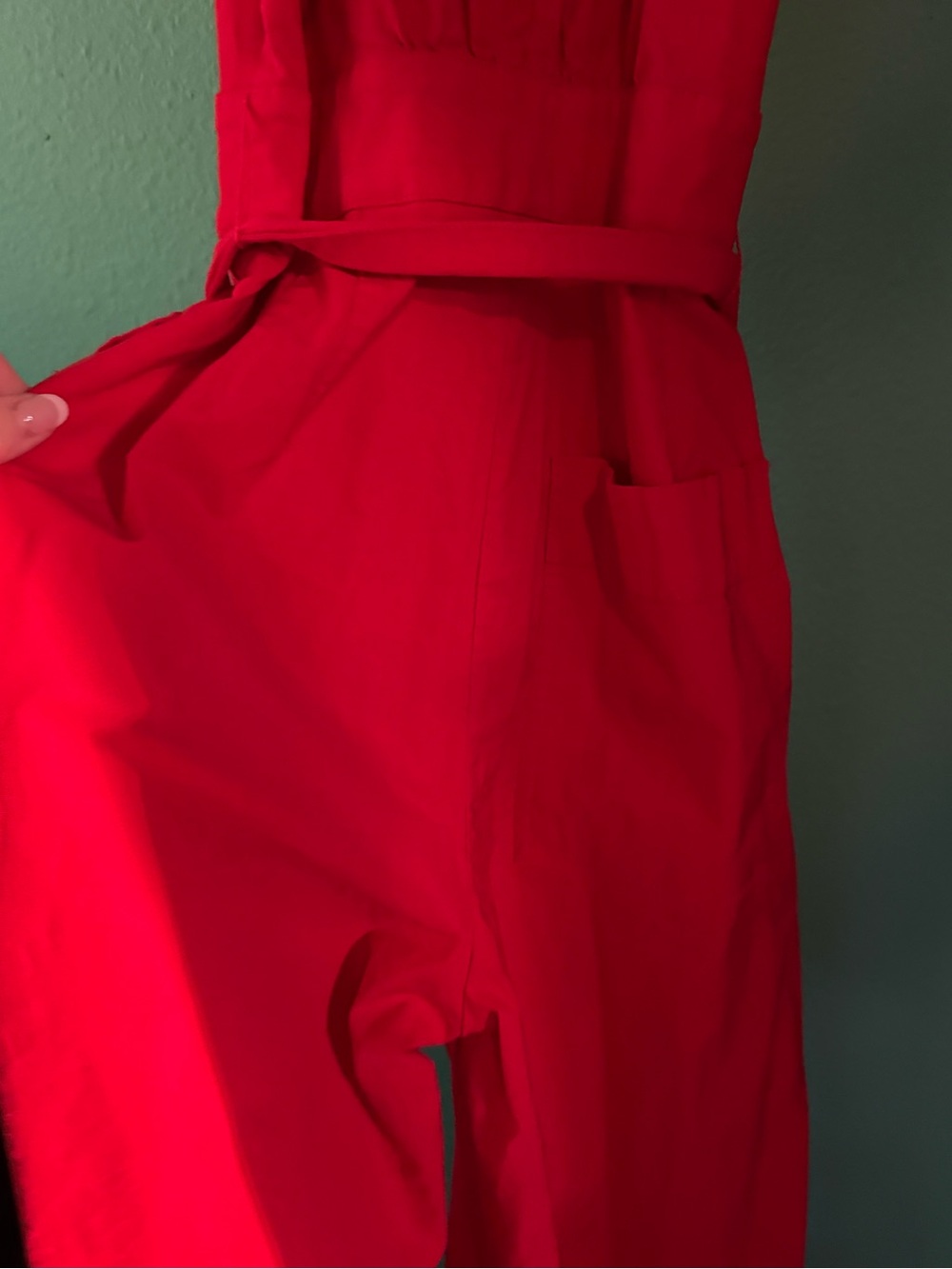 Maeve Anthropologie cropped halter red jumpsuit— magic fabric edition - Picture 7 of 11